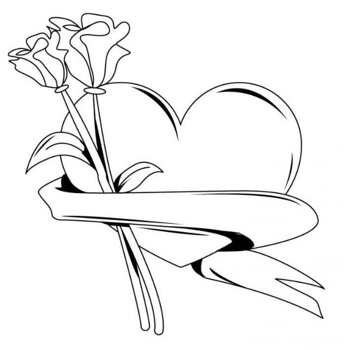 Hearts And Roses Coloring Pages - Coloring Home