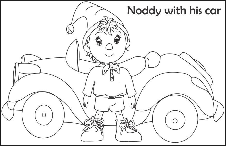 Noddy the taxi driver coloring page for kids
