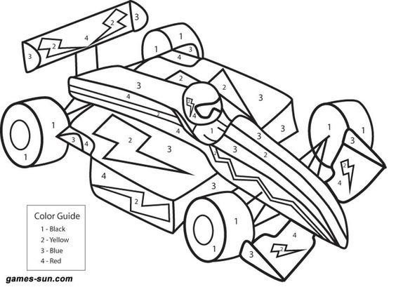 race car coloring by numbers - games the sun | games site flash ...