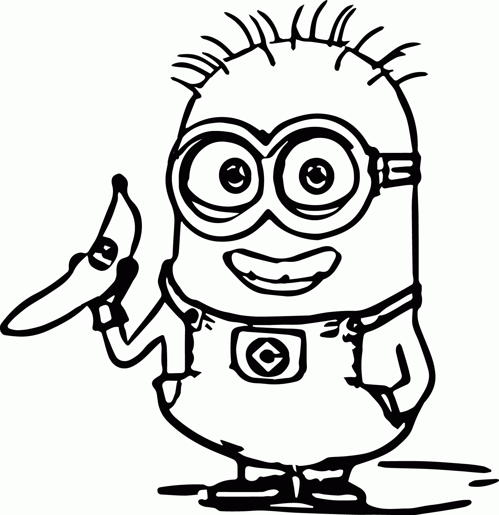 Minions Happy Because Have Banana Coloring Page | Wecoloringpage