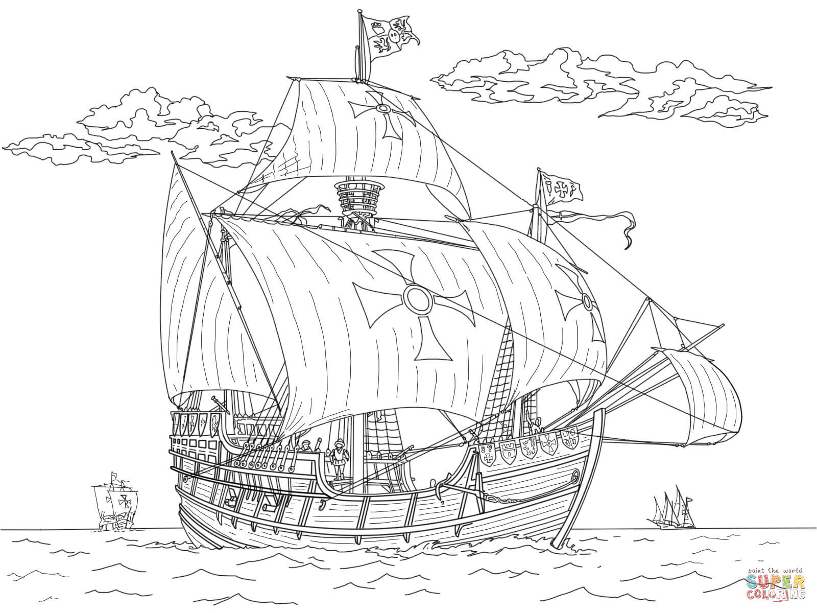 Ships of Columbus coloring page | Free Printable Coloring Pages