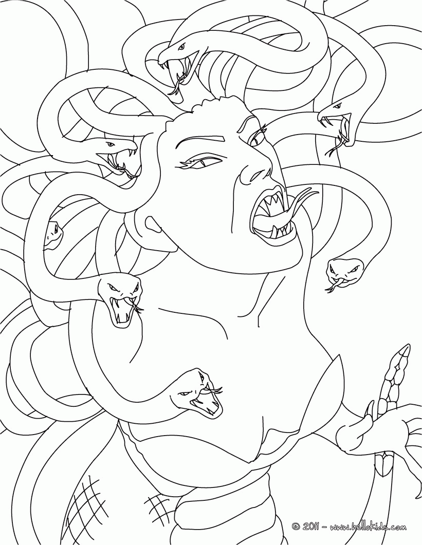 GREEK FABULOUS CREATURES AND MONSTERS coloring pages - MEDUSA the ...