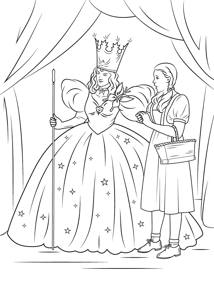 Dorothy with Glinda The Good Witch of The North Coloring Page - Free  Printable Coloring Pages for Kids