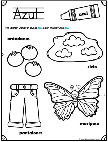 FREE Printable Spanish Colors Worksheet For Kindergarten Coloring Home