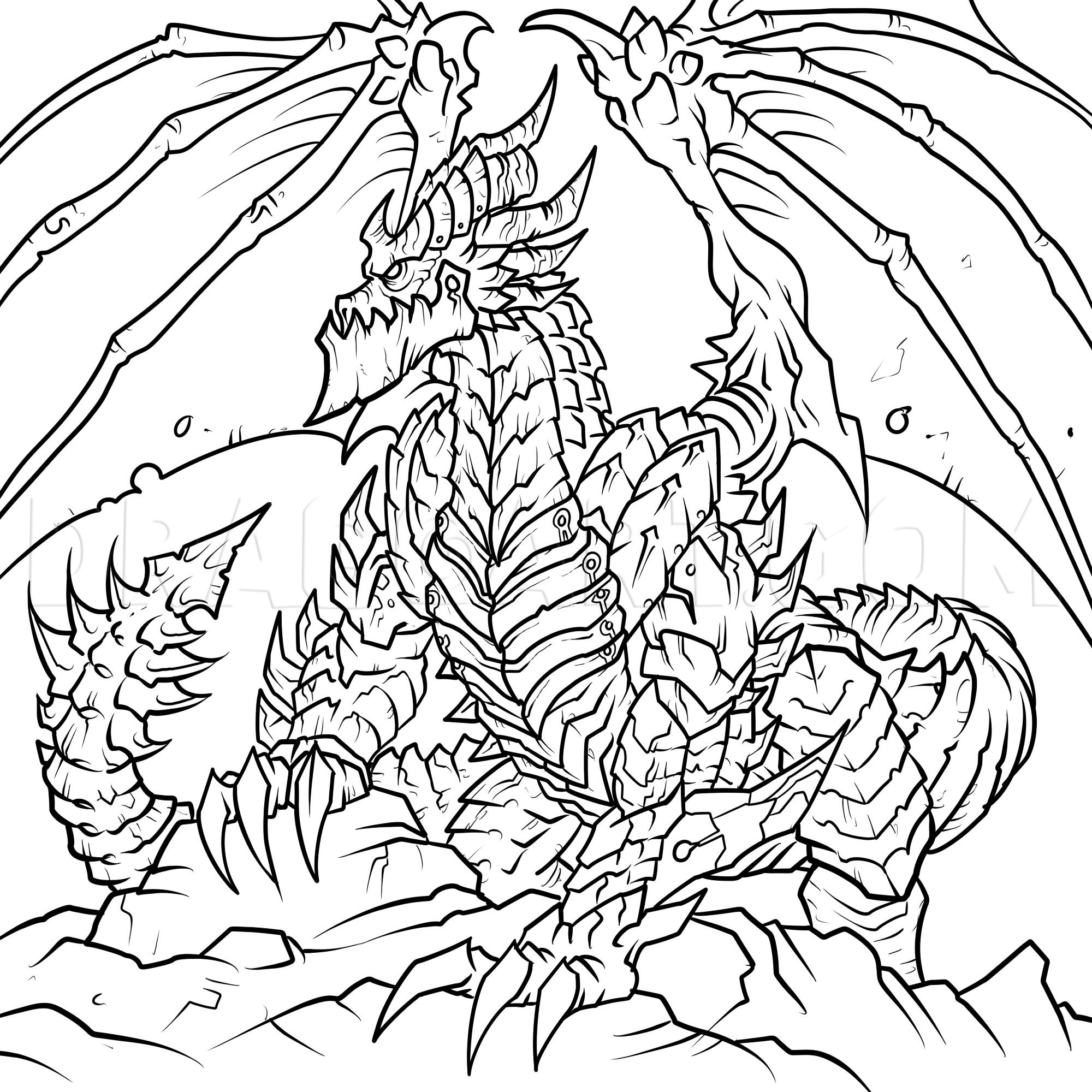 How to Draw Deathwing, World of Warcraft, Deathwing, Coloring Page, Trace  Drawing