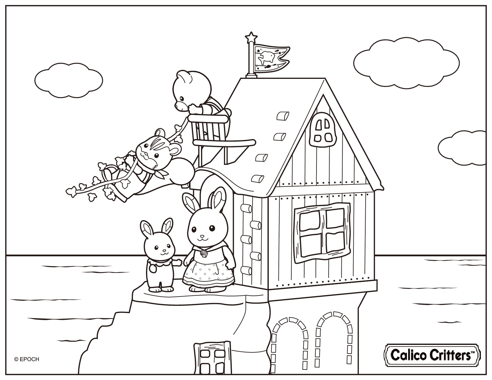 Calico Critters House Beach Coloring Pages - Coloring Cool