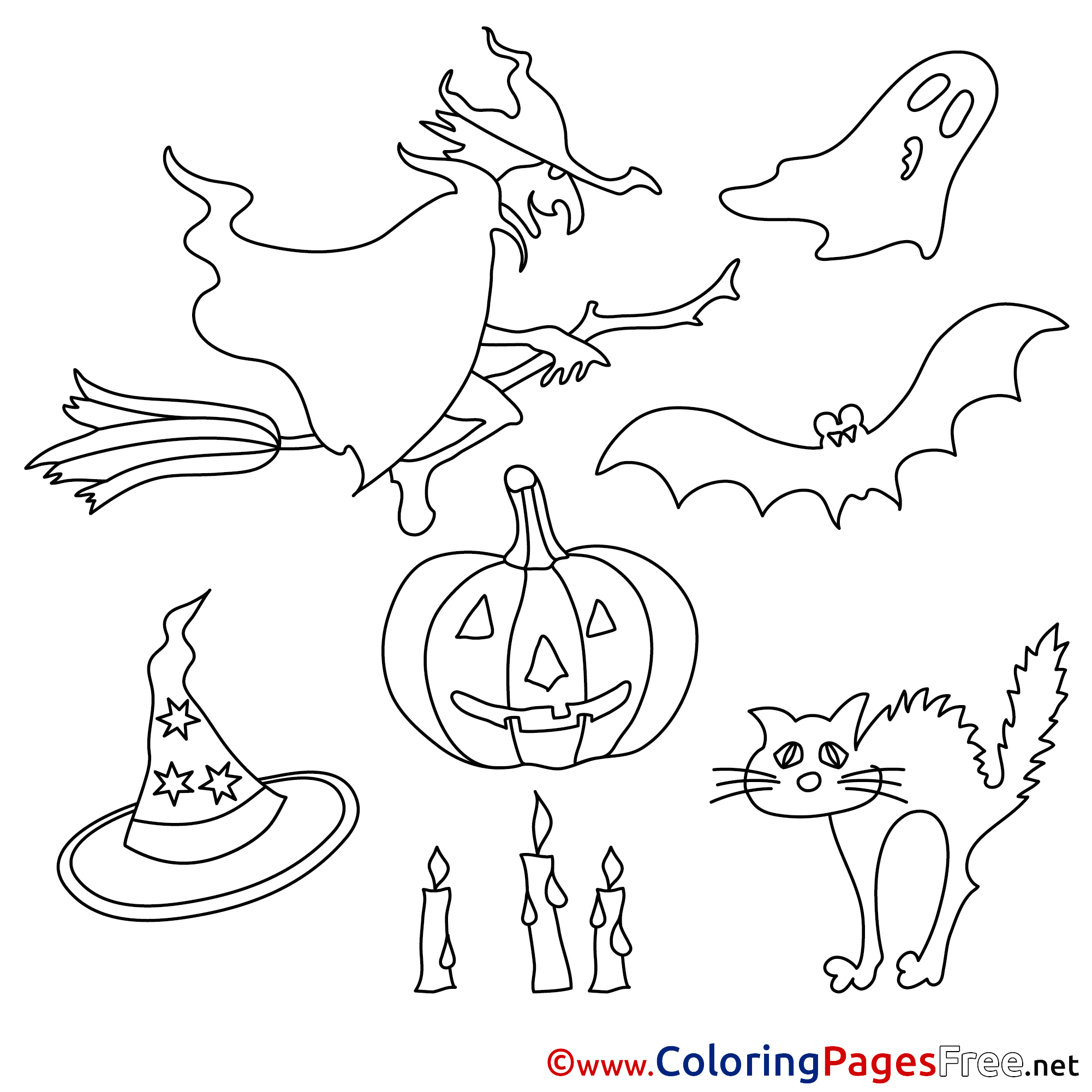 Decoration Kids Halloween Coloring Page