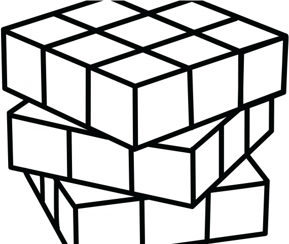 Cube Clipart Coloring Page - Rubik's Cube Clipart Black And White ,  Transparent Cartoon - Jing.fm