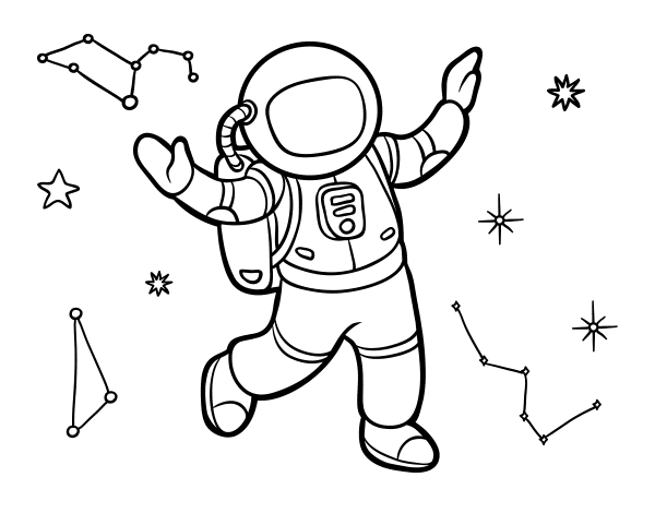 An astronaut in star space coloring page - Coloringcrew.com