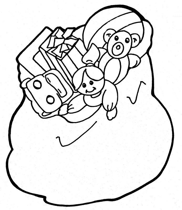 Santas toy bag coloring pages
