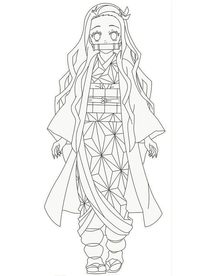 Lovely Nezuko Demon Slayer Coloring Page - Free Printable Coloring Pages  for Kids