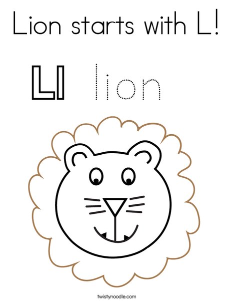 Lion starts with L Coloring Page - Twisty Noodle