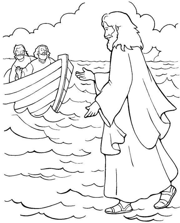 Jesus Walking on the Water Coloring Page | Sermons4Kids