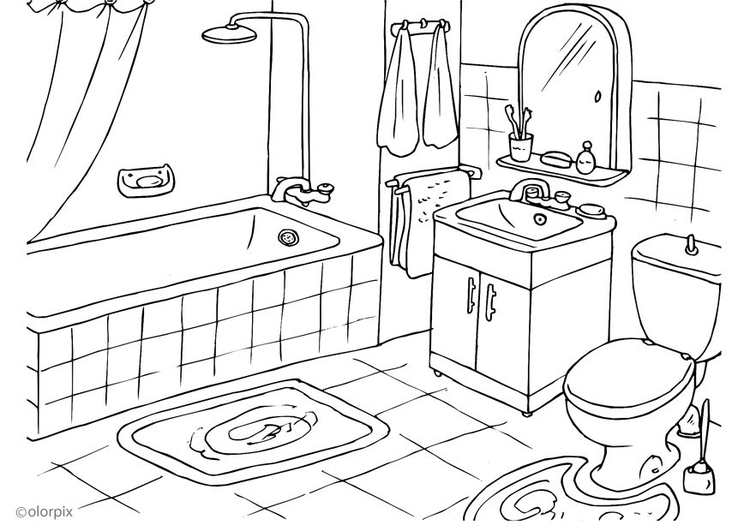 Coloring Page bathroom - free printable coloring pages