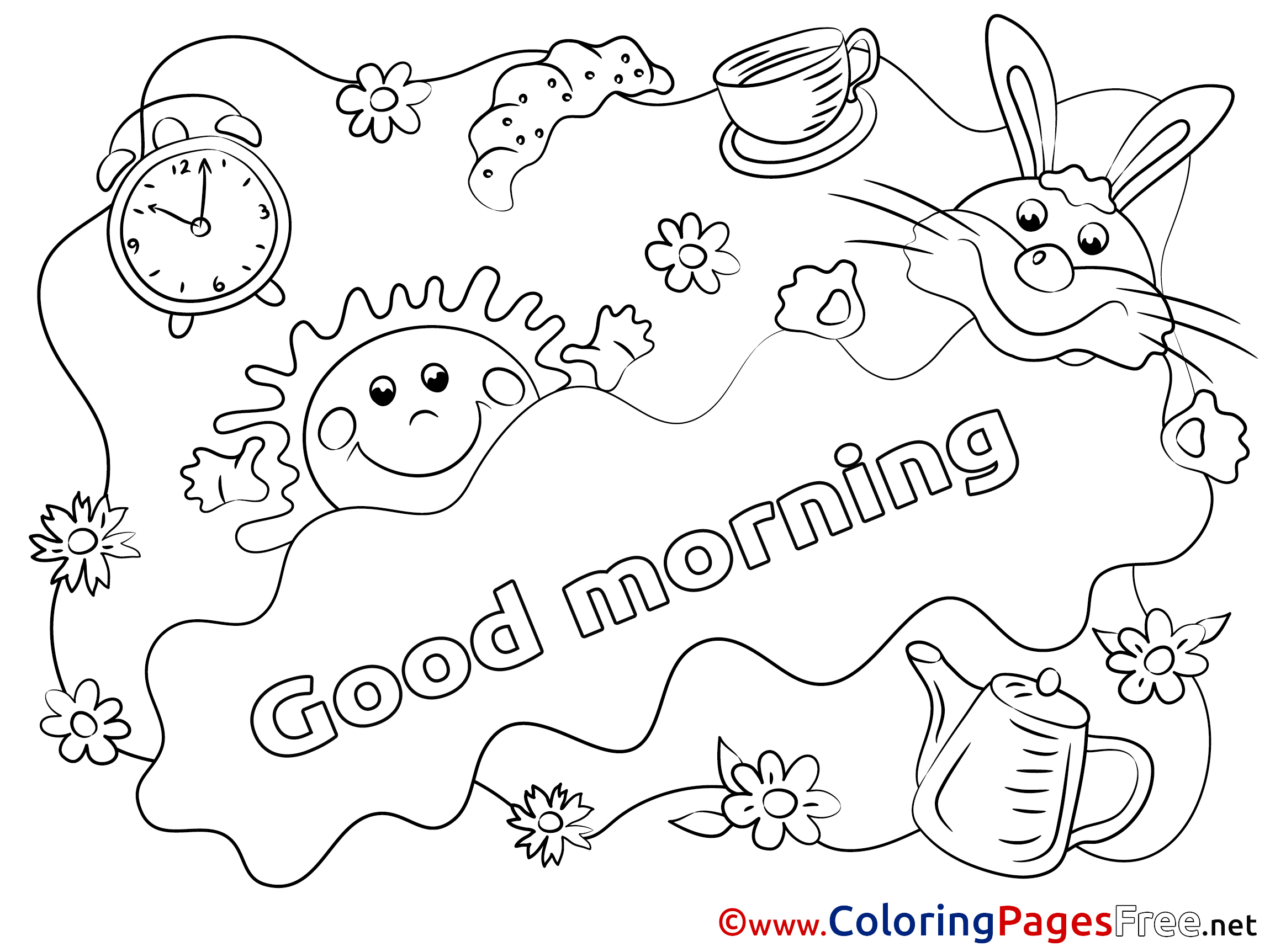 Sun printable Good Morning Coloring Sheets
