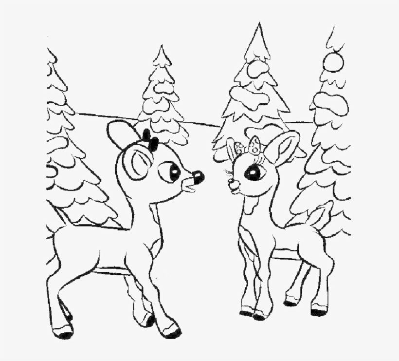 Two Baby Cute Deer Coloring Pages - Rudolph The Red Nosed Reindeer ...