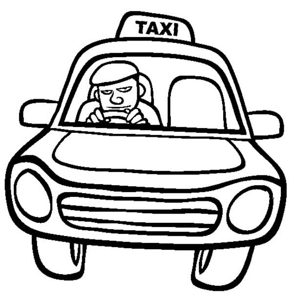 Taxi Driver Driving Car Coloring Pages : Best Place to Color