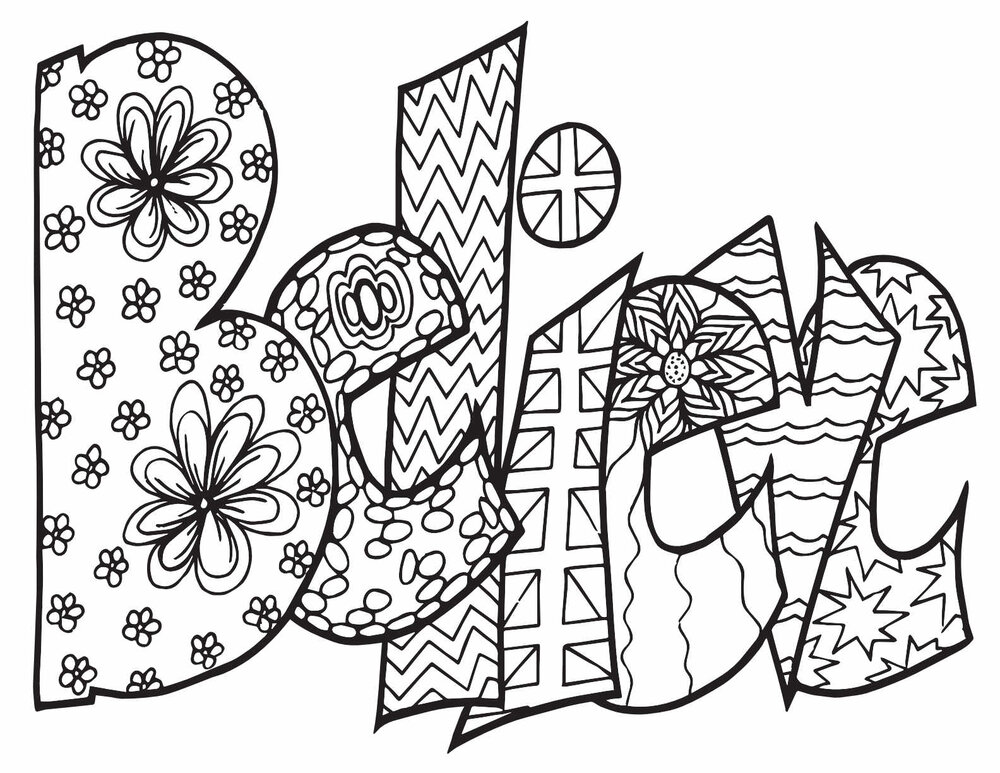 BELIEVE! 3 Free Printable Coloring Pages — Stevie Doodles Free Printable Coloring  Pages