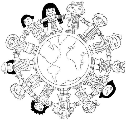 unity in diversity in world coloring sheet for kids | World map coloring  page, Coloring pages, Free coloring pages