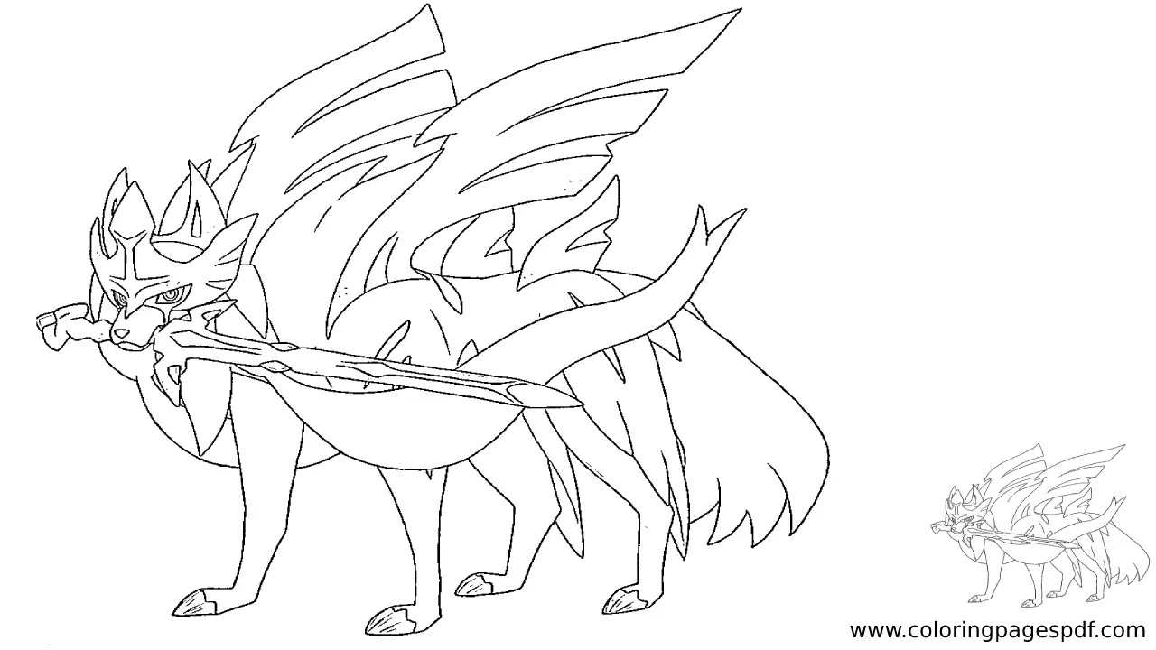 Coloring Page Of Legendary Pokémon Zacian Coloring Home
