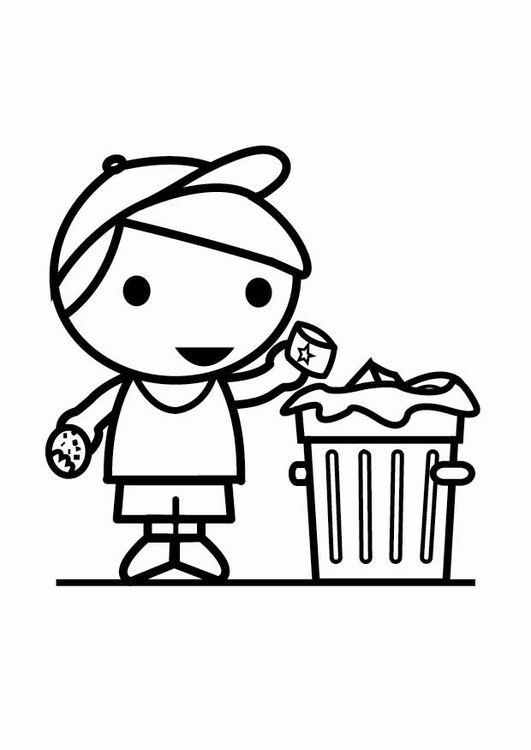 Coloring Page garbage in the trash can - free printable coloring pages -  Img 23941