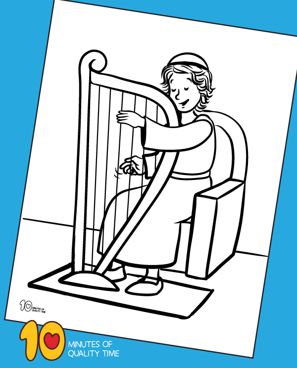 David Playing the Harp Coloring Page – 10 Minutes of Quality Time