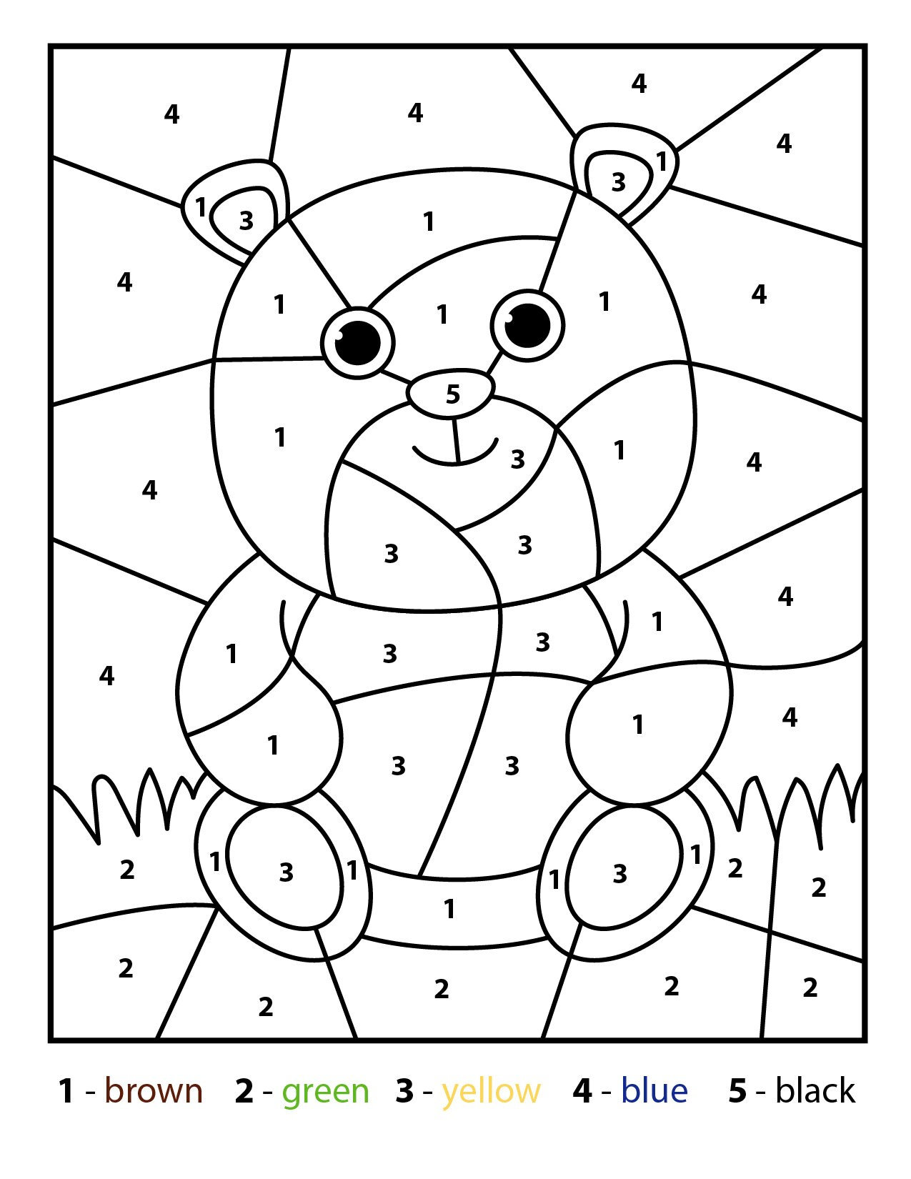 Bear Color by Number Kids Printable Various Theme Coloring - Etsy