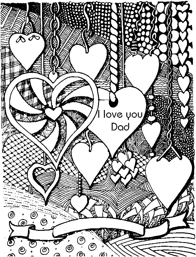 Art Therapy coloring page Father's day : I love you Dad 7