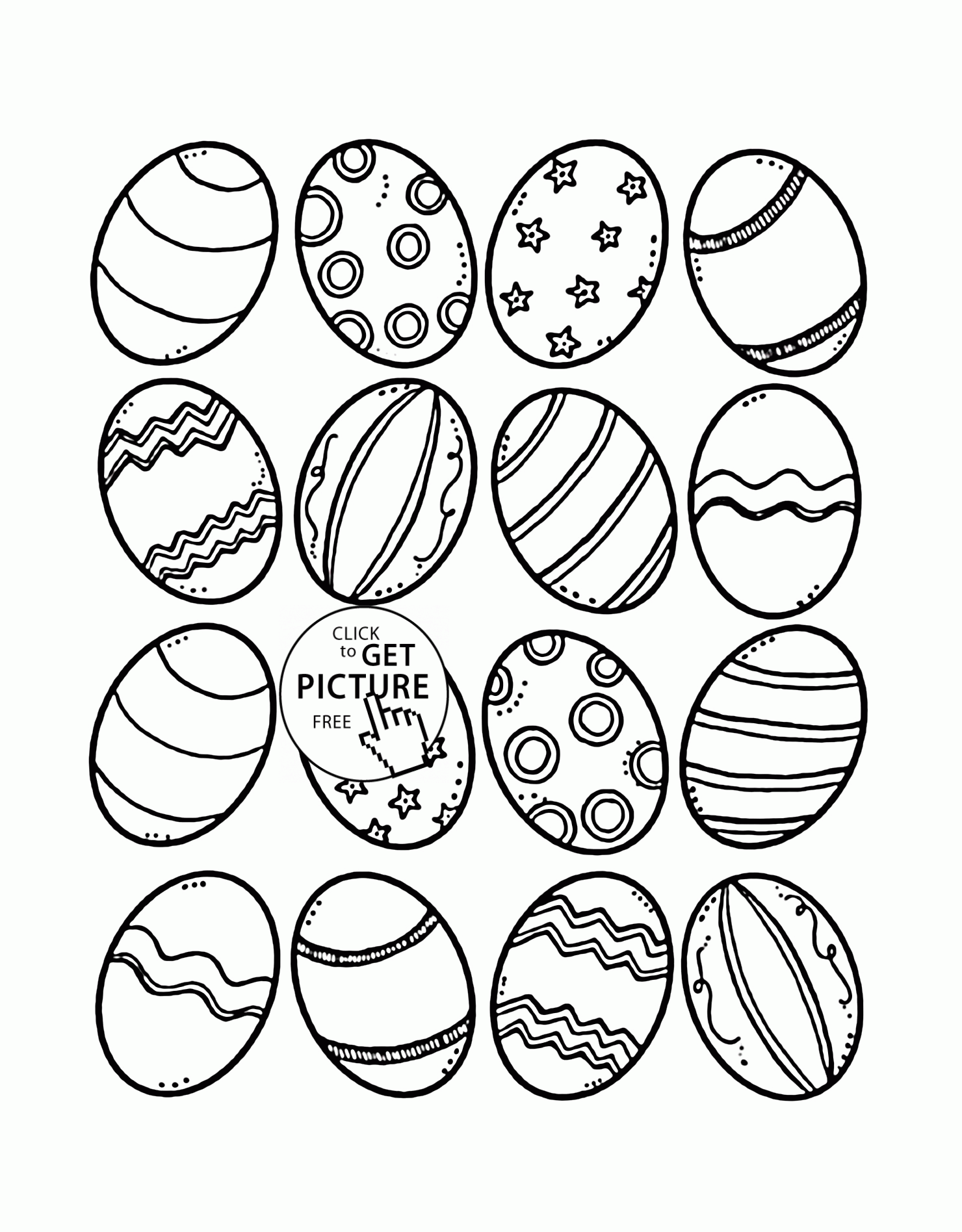 Many Easter Eggs coloring page for kids, easter coloring pages ...