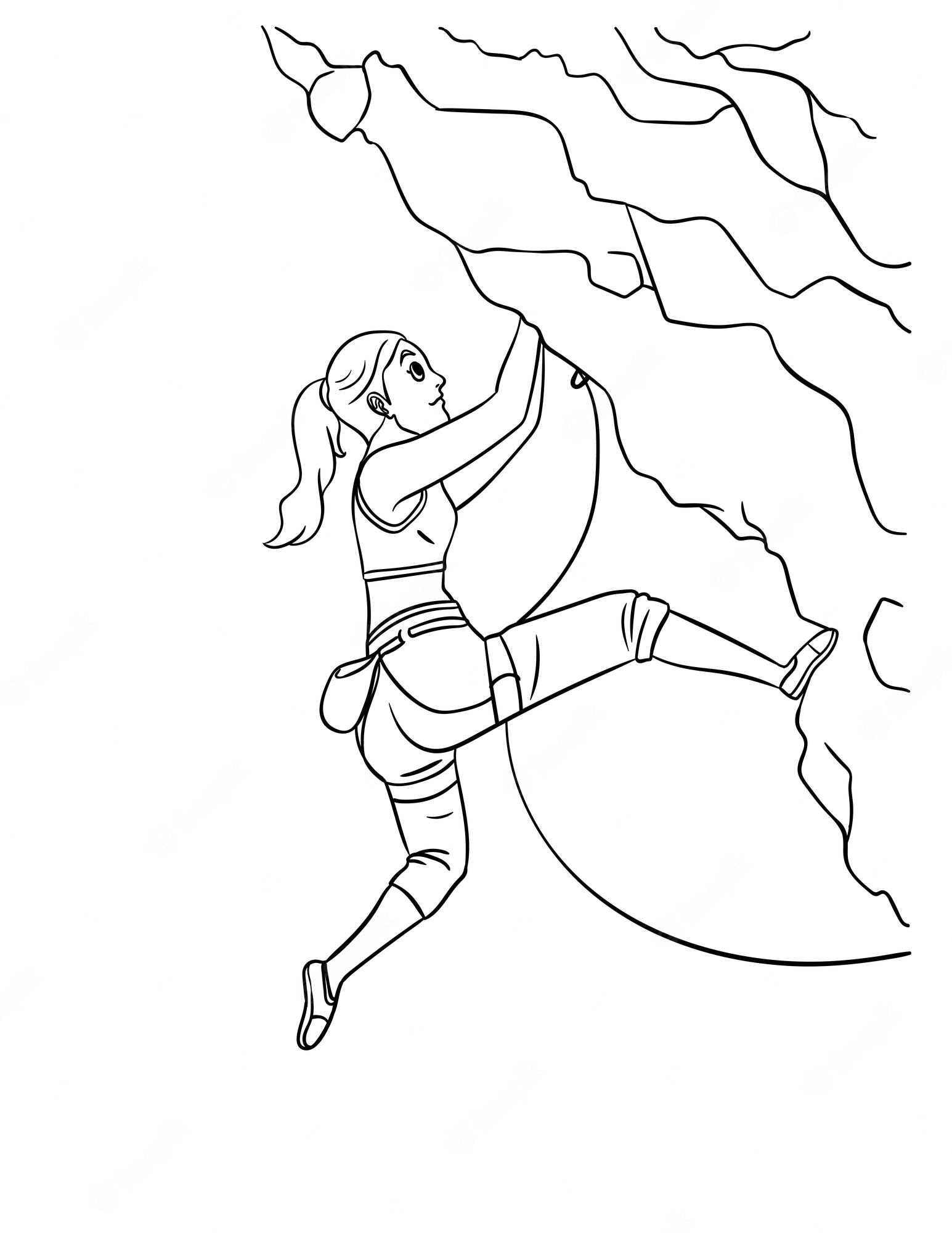 Premium Vector | Rock climbing isolated coloring page for kids
