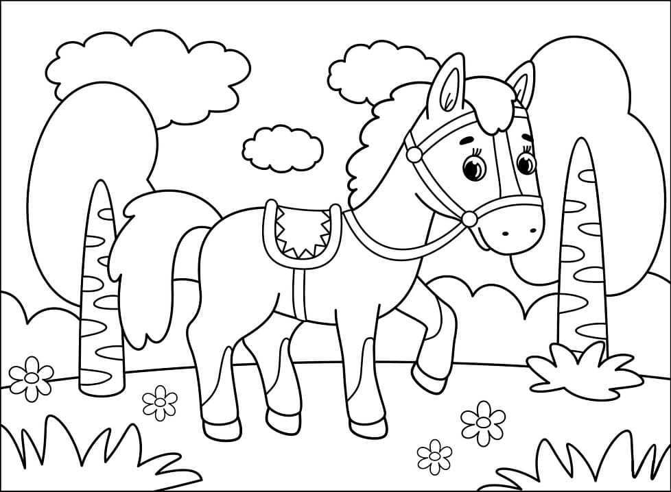 Little Cute Horse Coloring Page - Free Printable Coloring Pages for Kids
