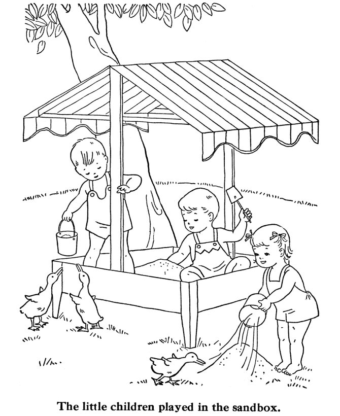 BlueBonkers: Kids Coloring Pages - Playing in the sandbox - Free 