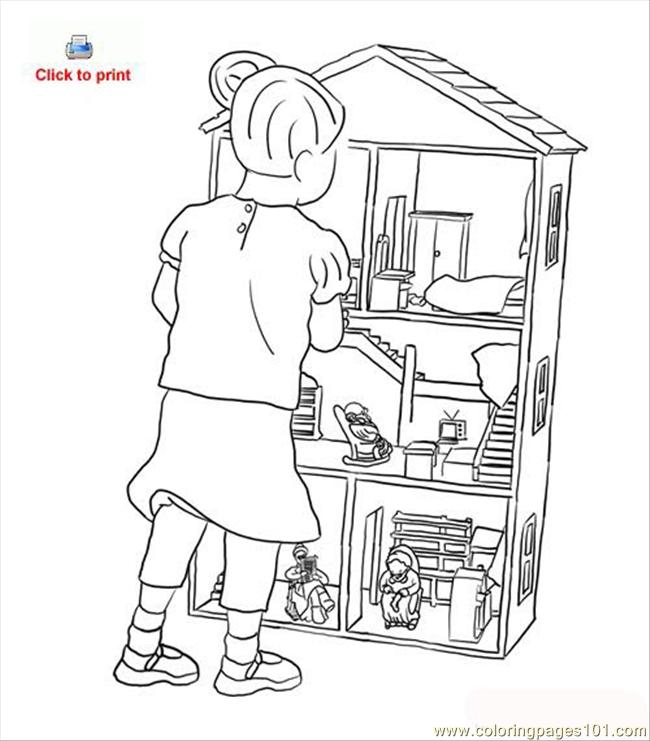 Doll House Coloring Page Coloring Page - Free Houses Coloring