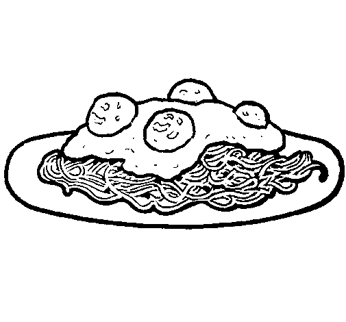 Spaghetti with meat coloring page - Coloringcrew.com