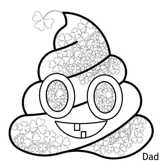 Printable Poop Emoji Coloring-046-Dad, St Patrick's Day coloring  pages,Printable Shamrock coloring,Poop Emoji coloring,Clover coloring