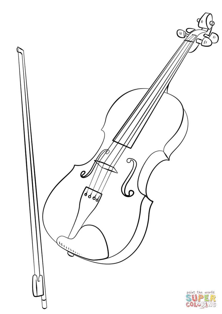 Violin and Bow coloring page | Free Printable Coloring Pages