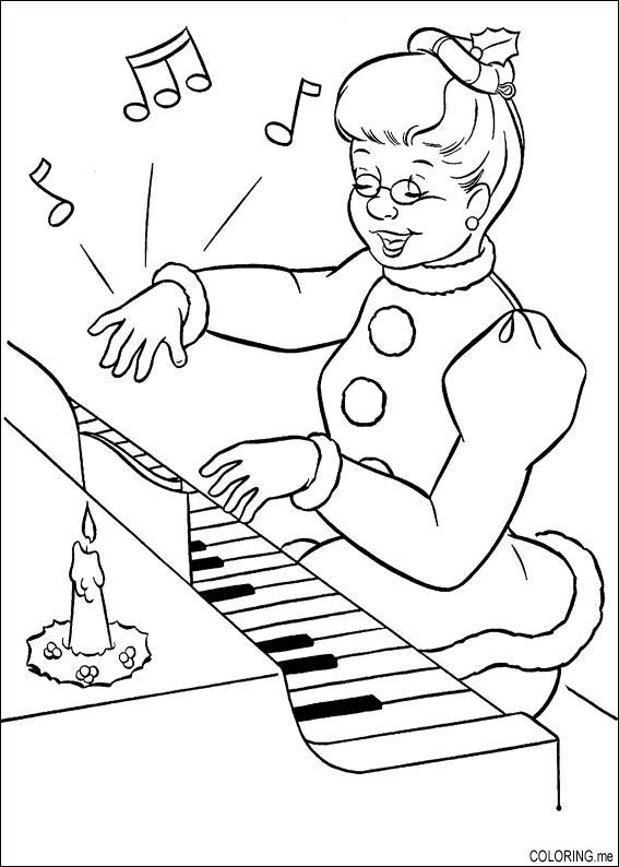 Coloring page : Christmas playing piano - Coloring.me