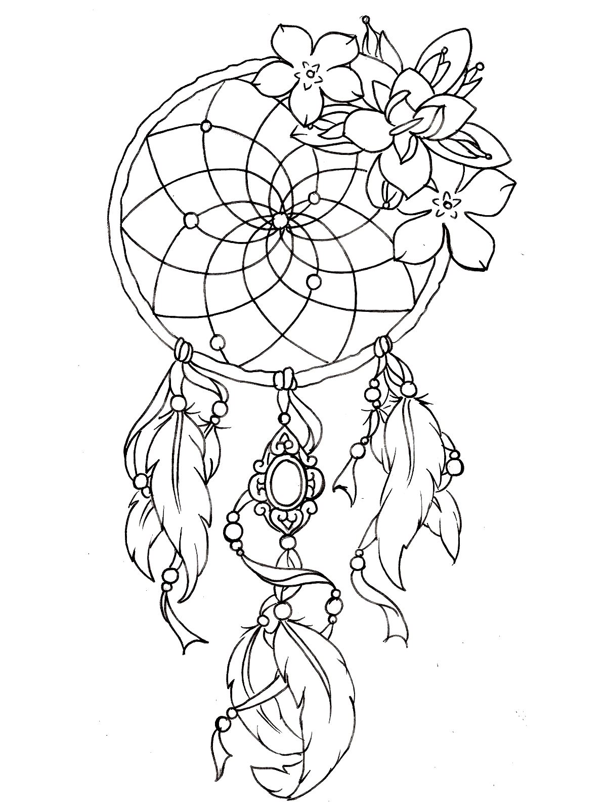 Dreamcatcher tattoo designs - Tattoos Adult Coloring Pages