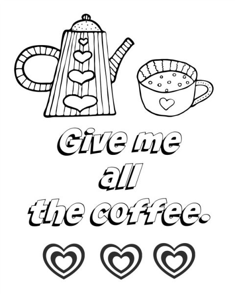 All About Coffee Adult Coloring Pages