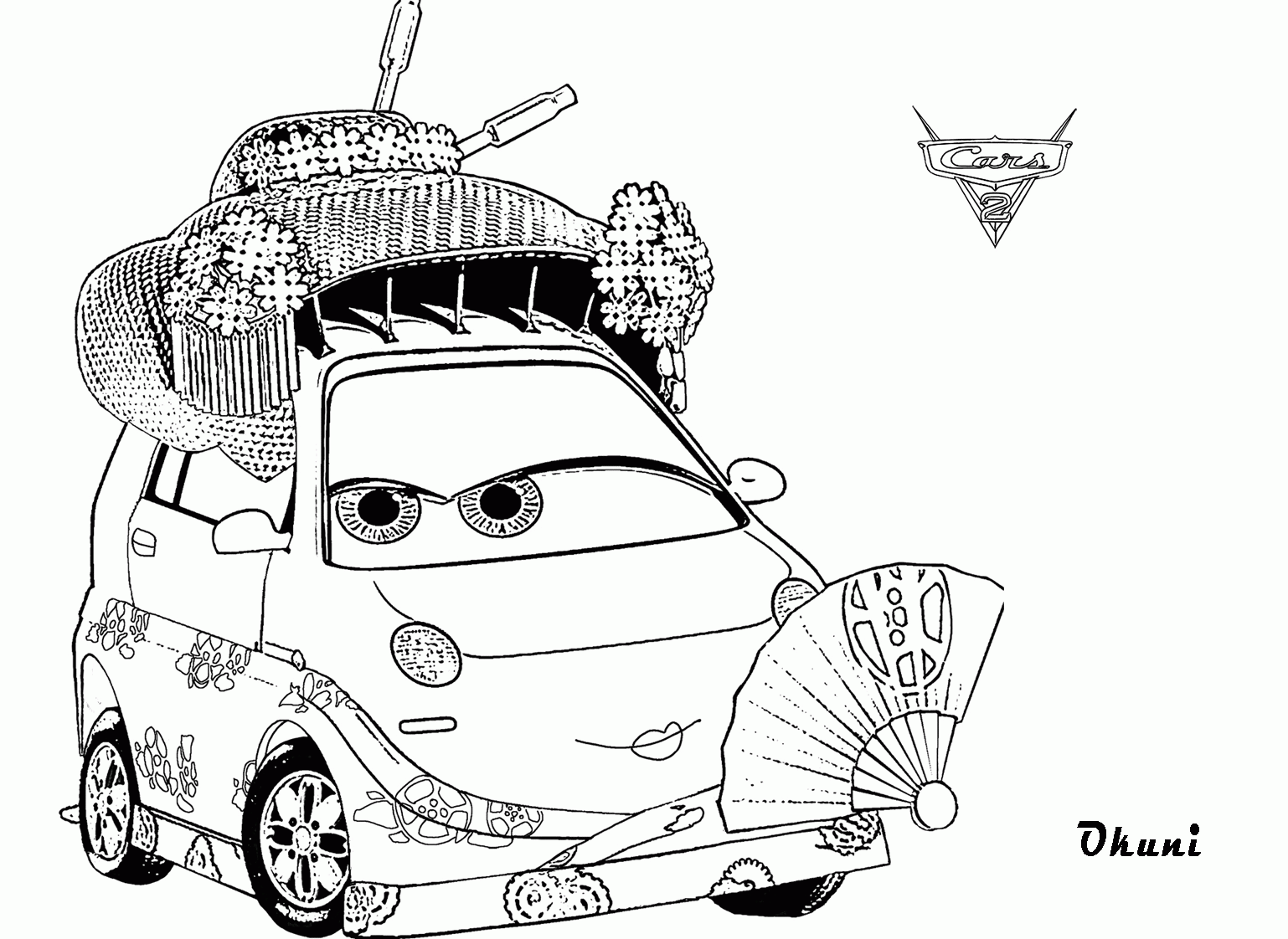Okuni Coloring Pages For Kids Cars 2 | Cartoon Coloring pages of ...