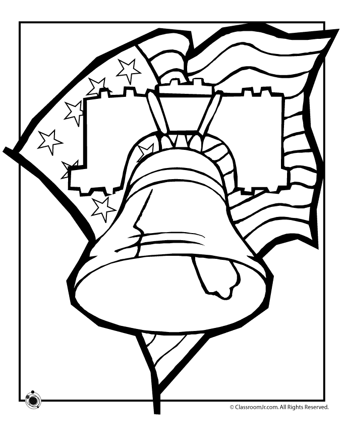Liberty Bell Flag Coloring Page - Woo! Jr. Kids Activities