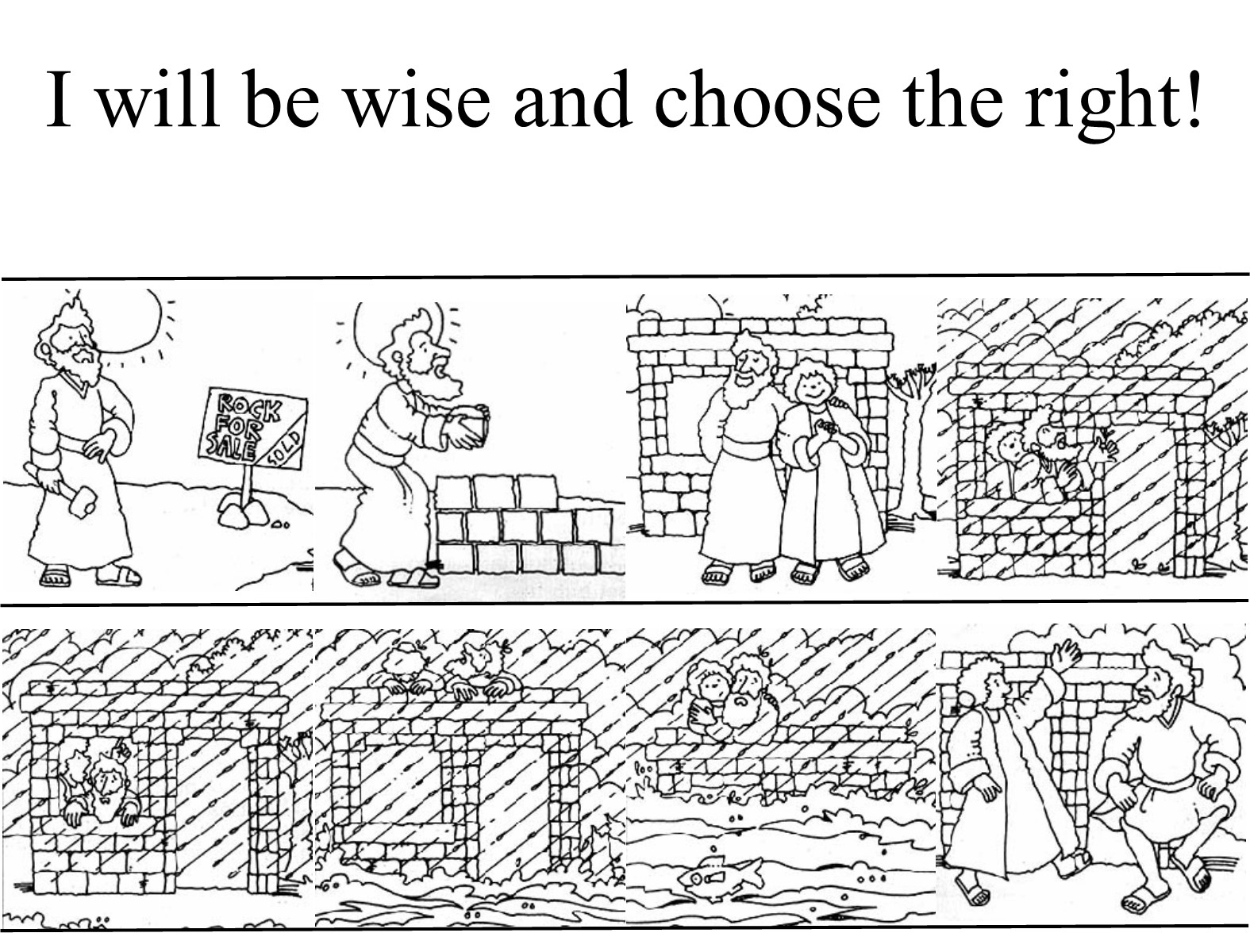 The wise and foolish man - coloring sheets