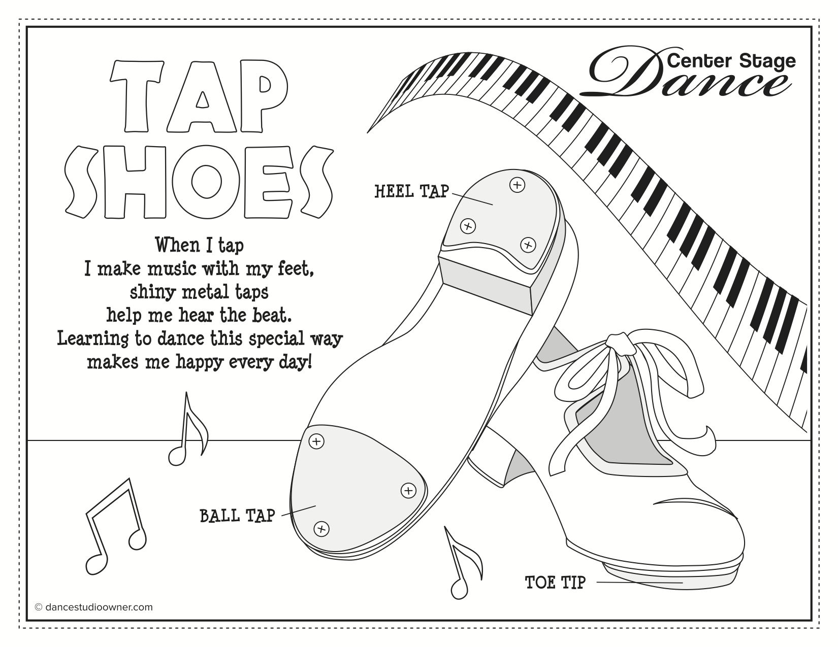 Tap - Tap Shoes Coloring Sheet | Dance Dance Dance | Pinterest ...