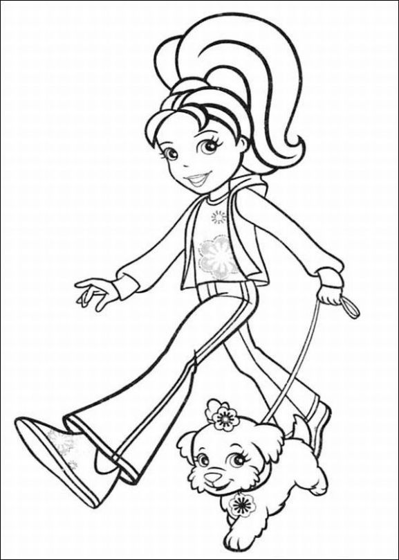 polly pocket with her dog coloring pages for kids - Coloring Point