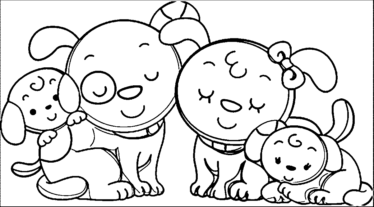 Animal Dog Family Family Coloring Page | Wecoloringpage