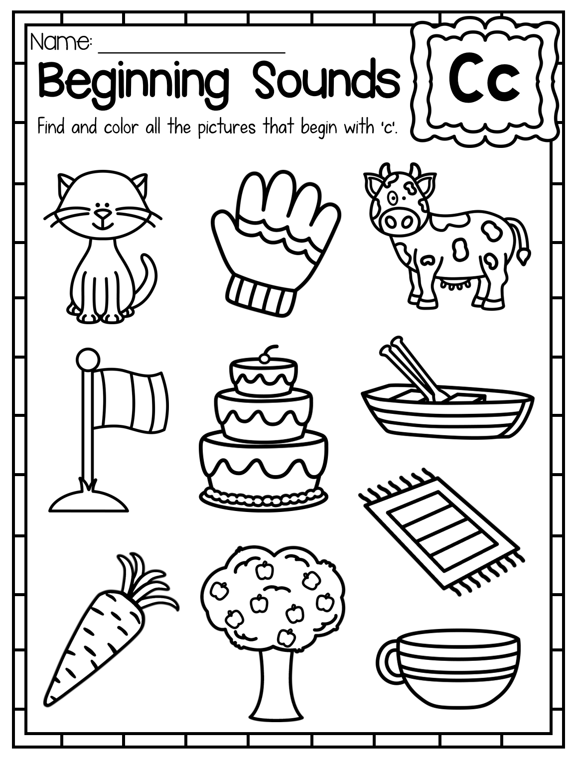Beginning Sounds Worksheets - Color by Sound | Beginning sounds worksheets,  Phonics kindergarten, Kindergarten letters