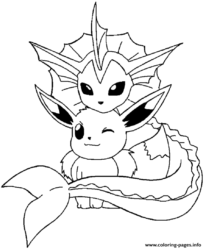 vaporeon and eevee coloring page printable coloring home