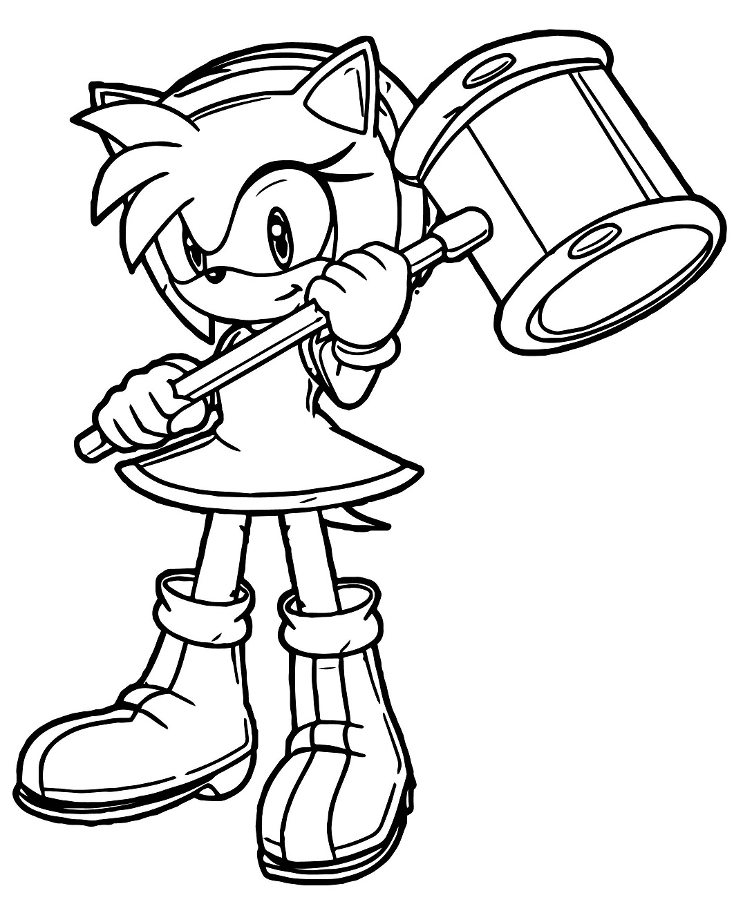 Amy Rose With Hammer Coloring Page - Free Printable Coloring Pages for Kids