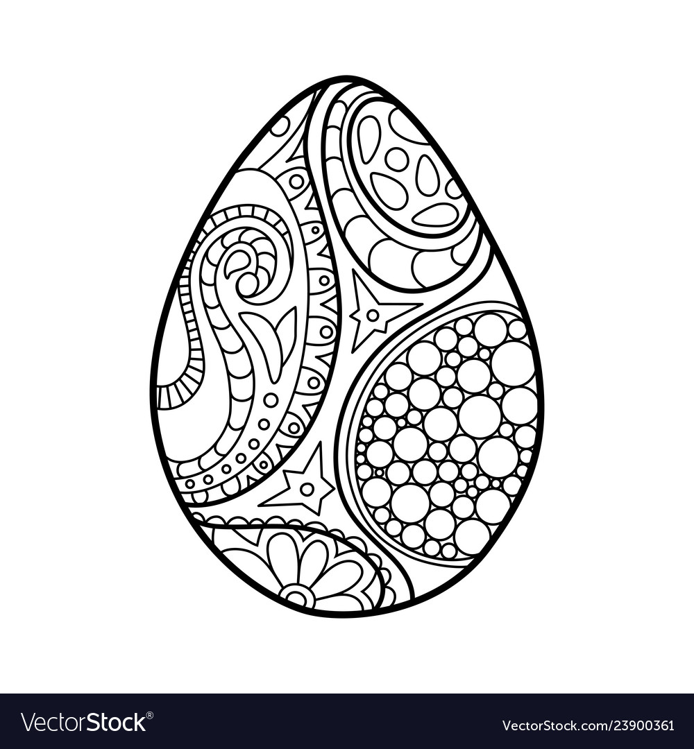 Easter egg coloring page on white background Vector Image