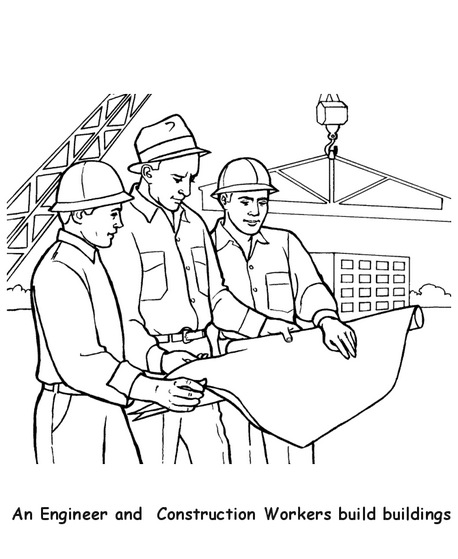 Construction Workers Coloring Page coloring page & book for kids.